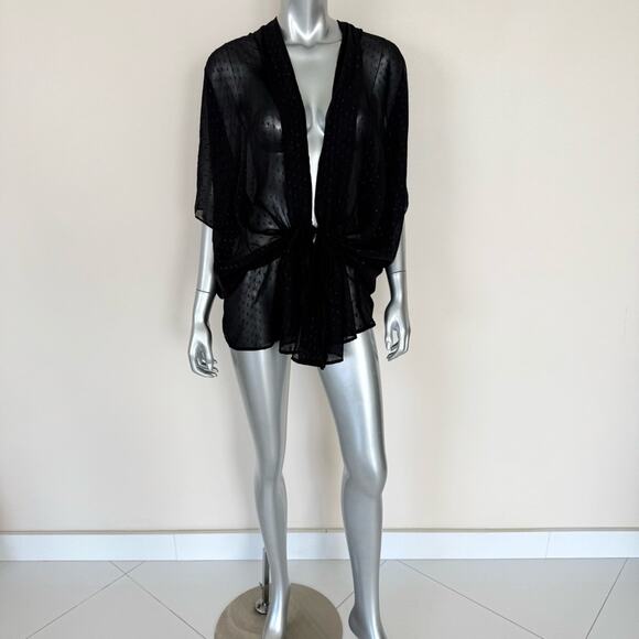 Gracia sheer black blouse oversized style S/M - Picture 2 of 5